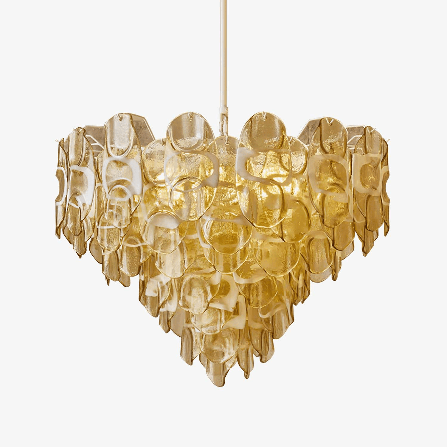 Aurora Chandelier Amber Murano Glass Oval Drops Layered-Neutral Decor