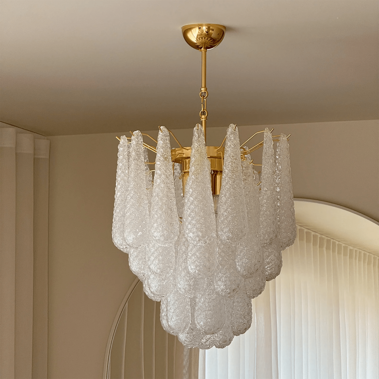 Aurora Chandelier Murano Glass Drops Frosted Teardrop-Neutral Decor
