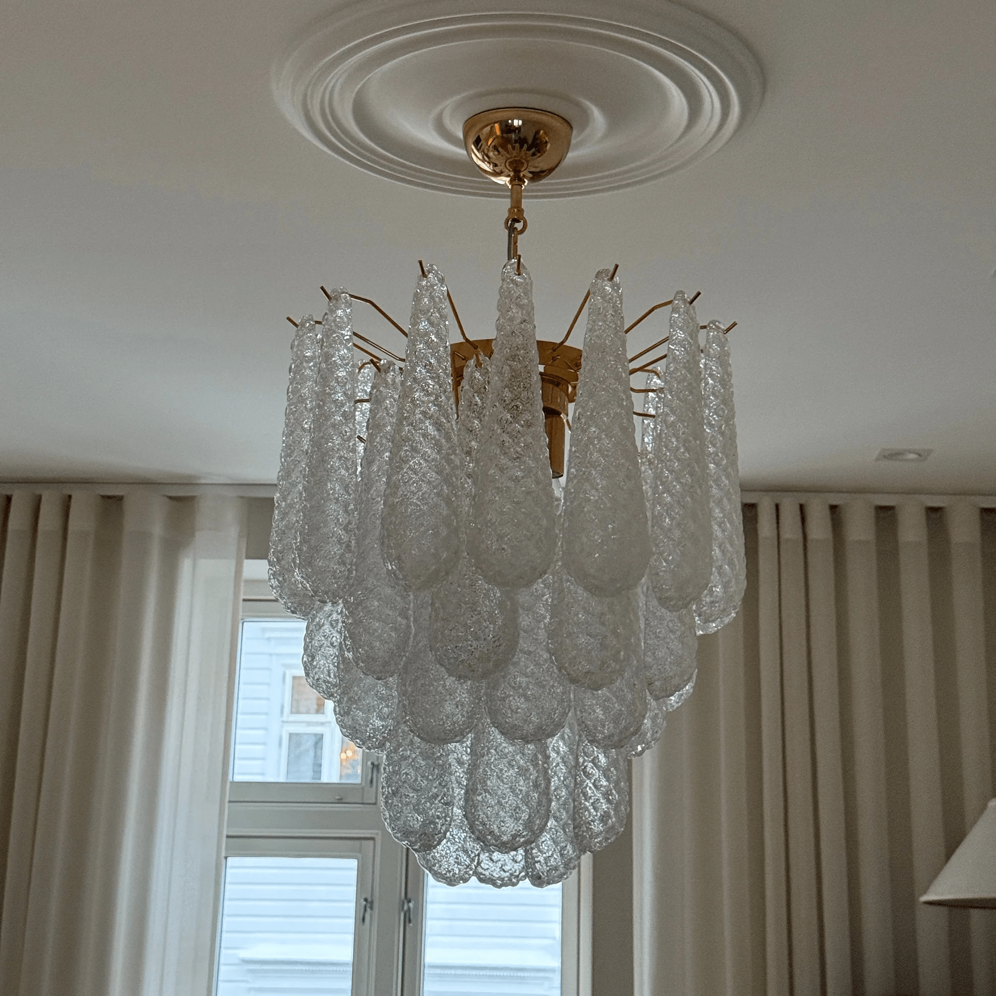 Aurora Chandelier Murano Glass Drops Frosted Teardrop-Neutral Decor