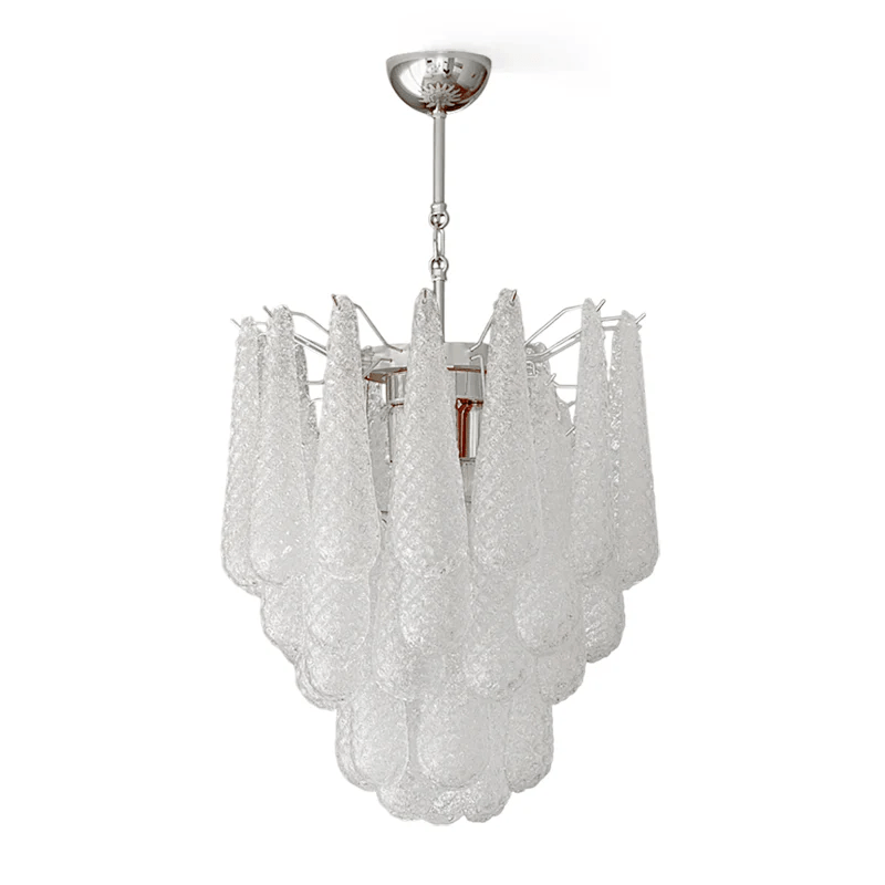 Aurora Chandelier Murano Glass Drops Frosted Teardrop-Neutral Decor
