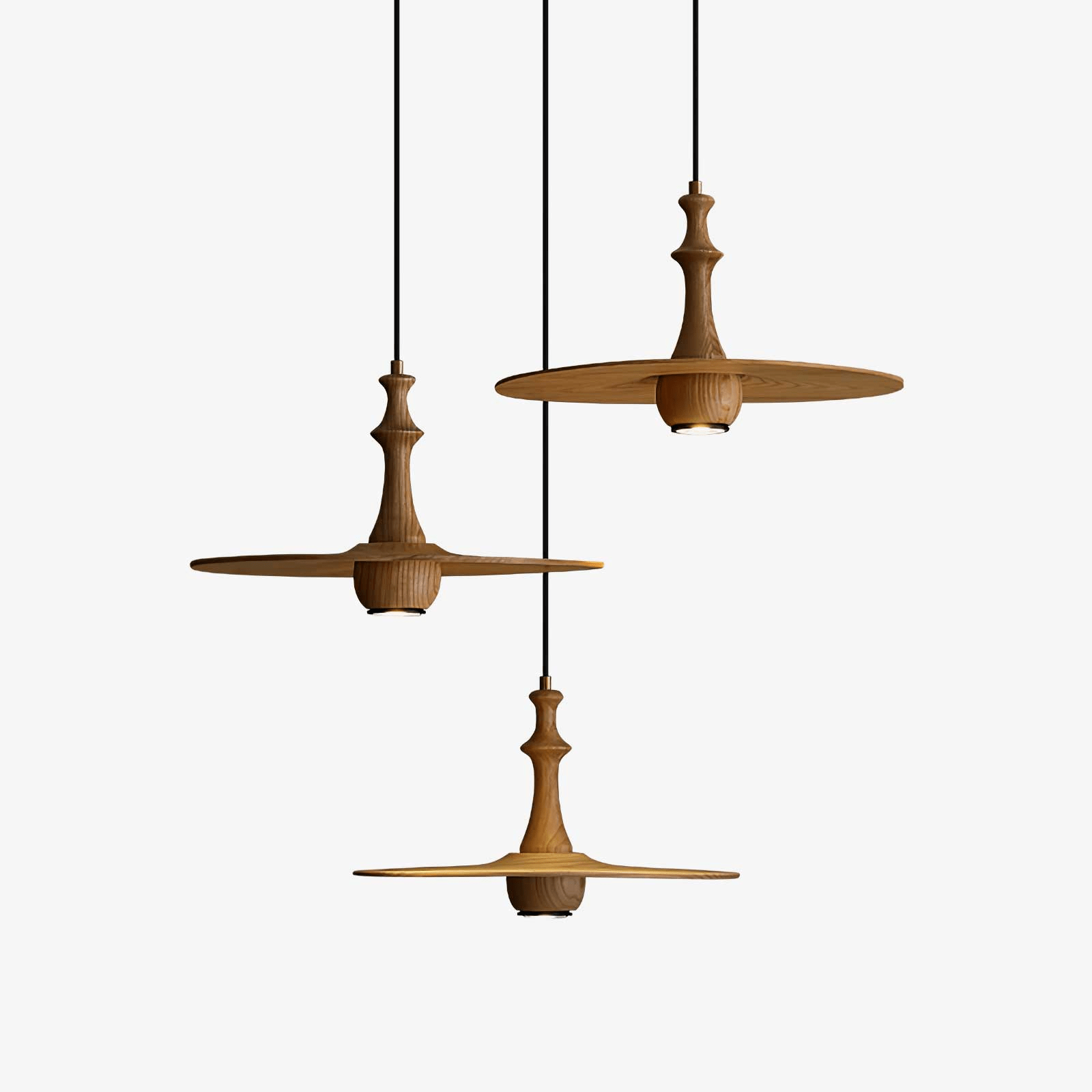 Spindle Wooden Spin Pendant Light-Neutral Decor