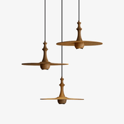 Spindle Wooden Spin Pendant Light-Neutral Decor