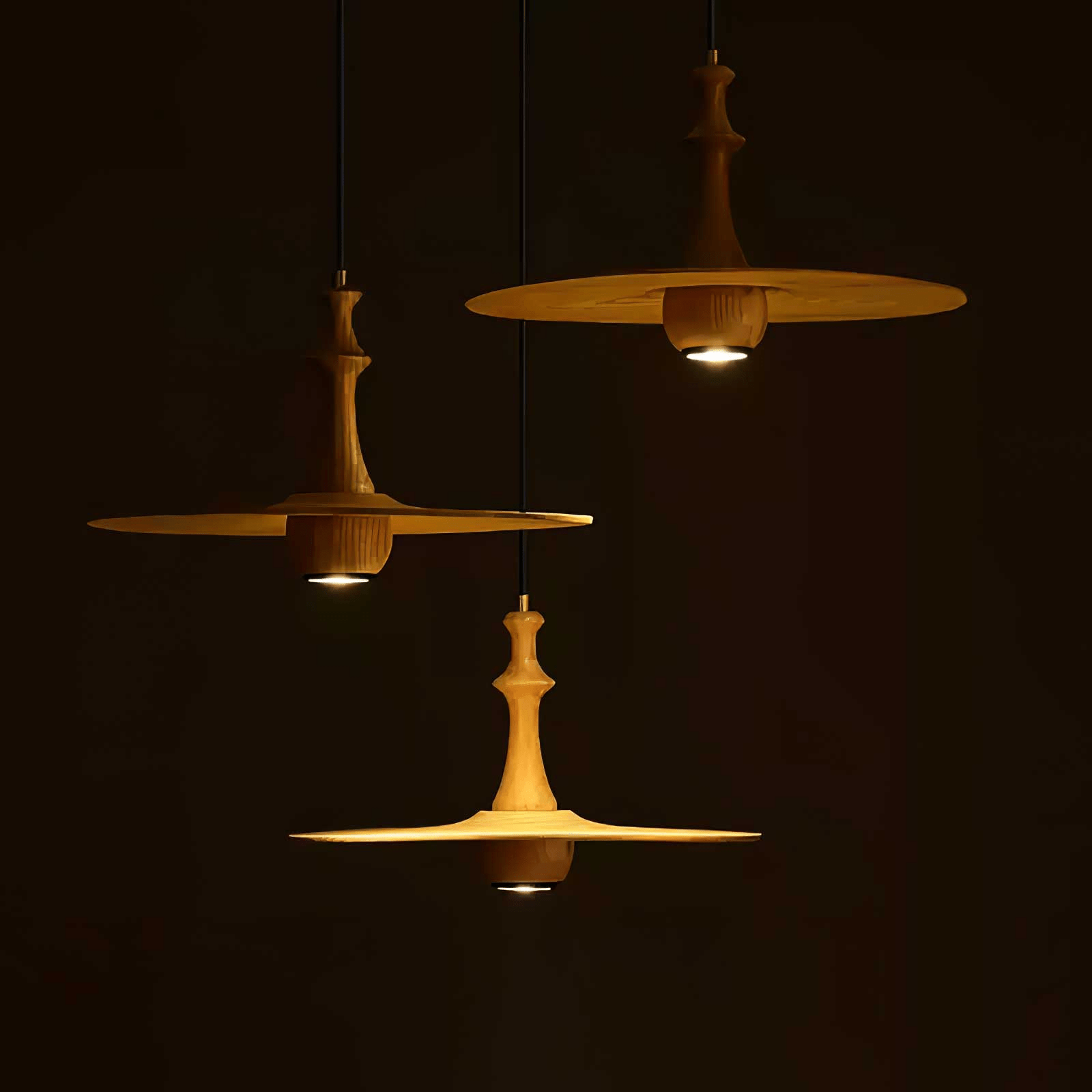 Spindle Wooden Spin Pendant Light-Neutral Decor