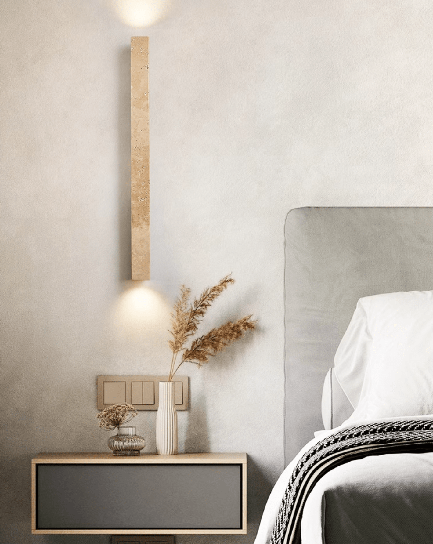 Ines Minimalist Travertine Wall Light-Neutral Decor
