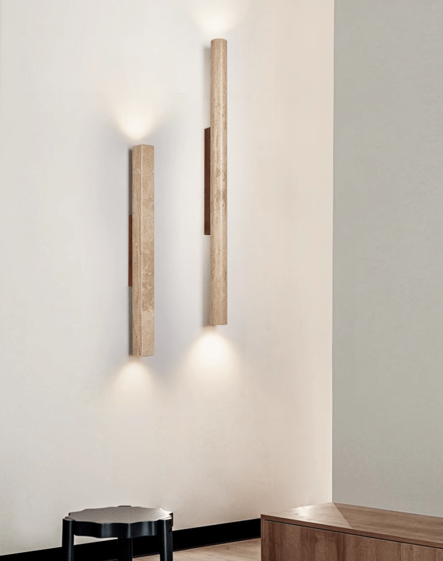 Ines Minimalist Travertine Wall Light-Neutral Decor