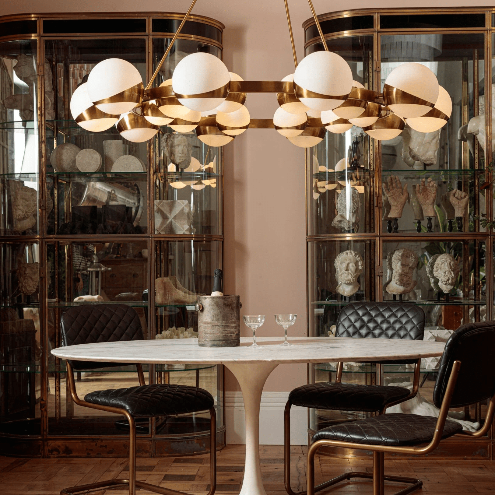 LuminaSphere Modern Brass Chandelier-Neutral Decor