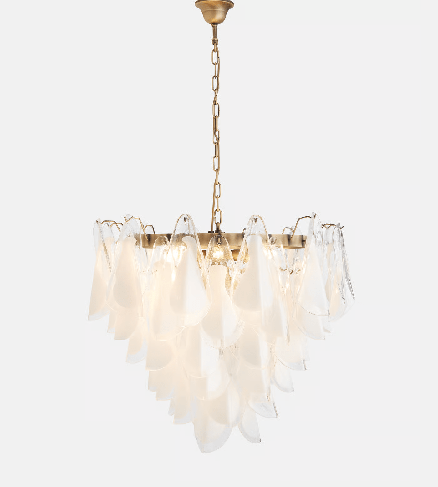 Aurora Chandelier White Leaf Glass Layered Modern-Neutral Decor