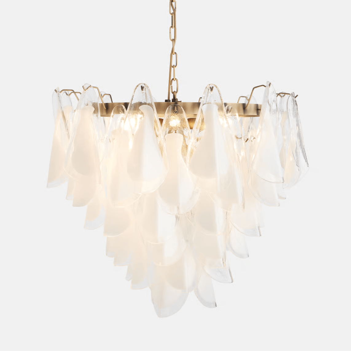 Aurora Chandelier White Leaf Glass Layered Modern-Neutral Decor