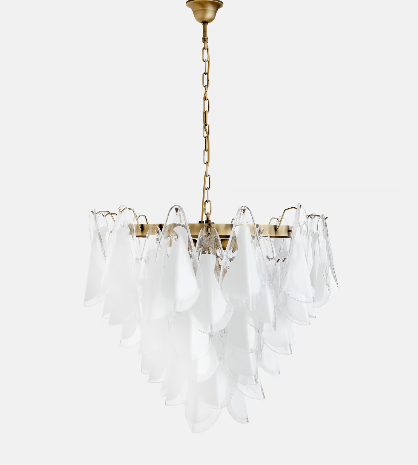 Aurora Chandelier White Leaf Glass Layered Modern-Neutral Decor