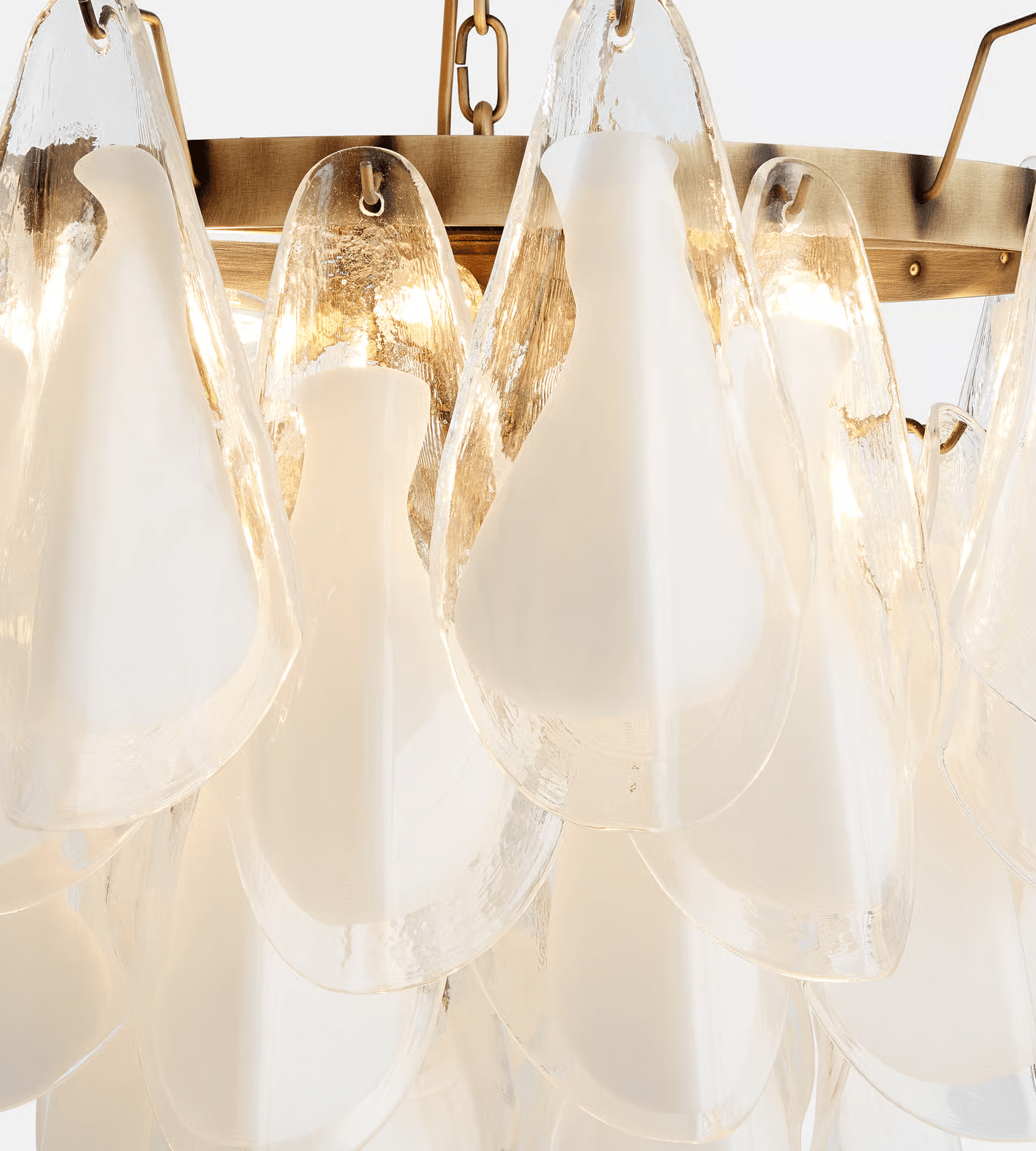 Aurora Chandelier White Leaf Glass Layered Modern-Neutral Decor