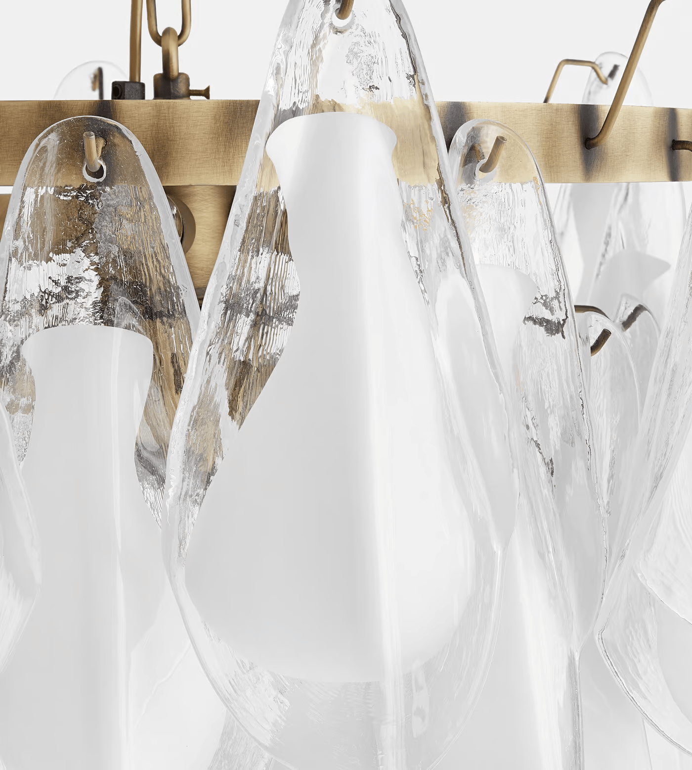 Aurora Chandelier White Leaf Glass Layered Modern-Neutral Decor