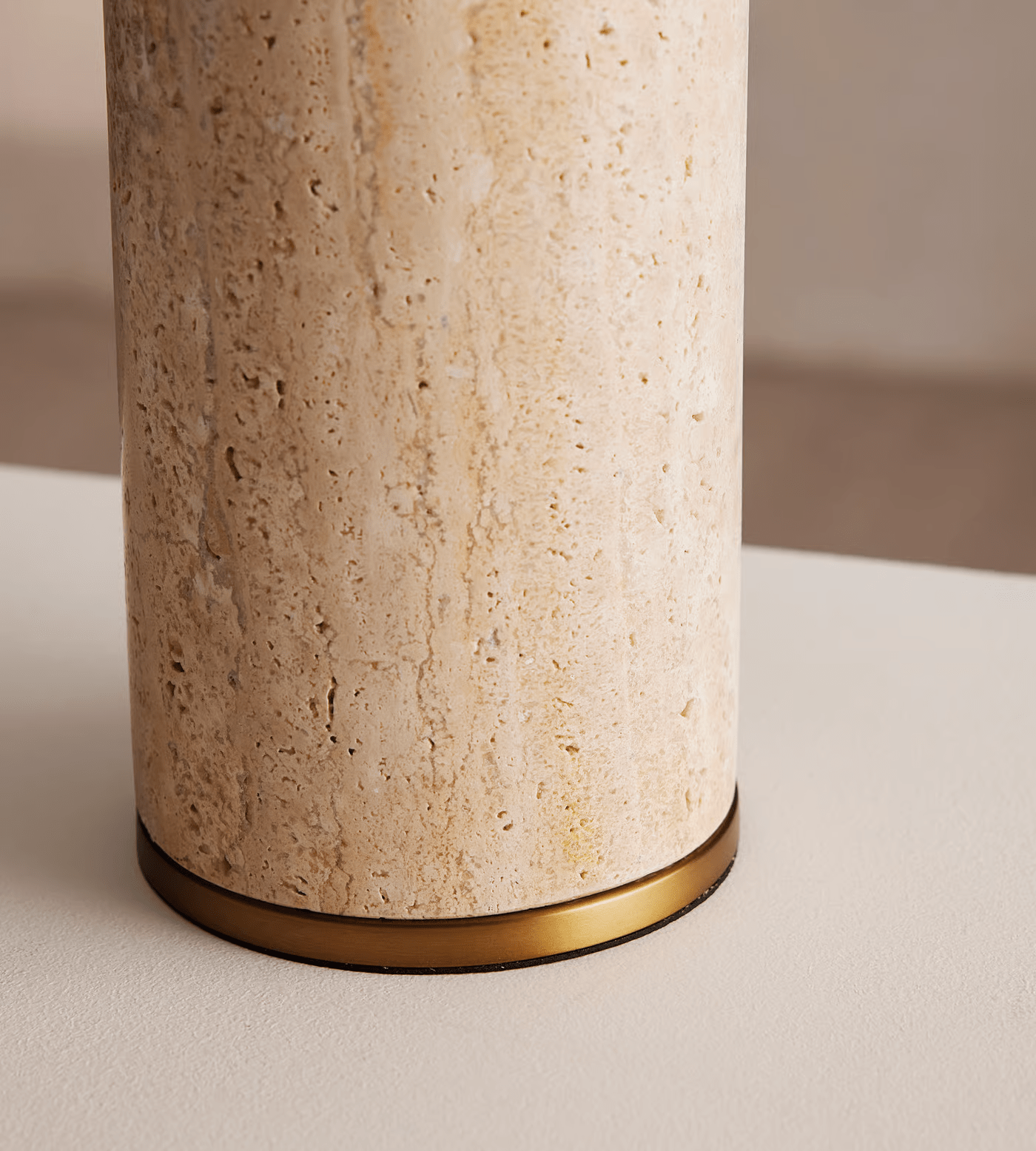 Vonoryra Cylindrical Travertine Table Lamp-Neutral Decor