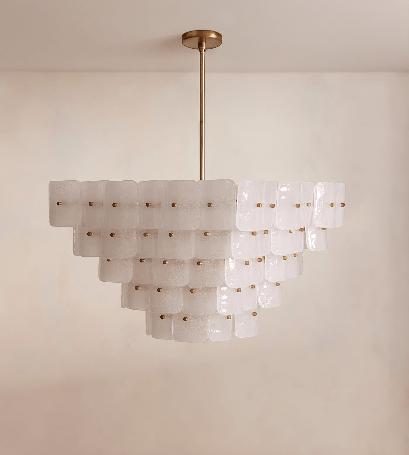 Aurora Chandelier White Frosted Glass Geometric Tiered-Neutral Decor