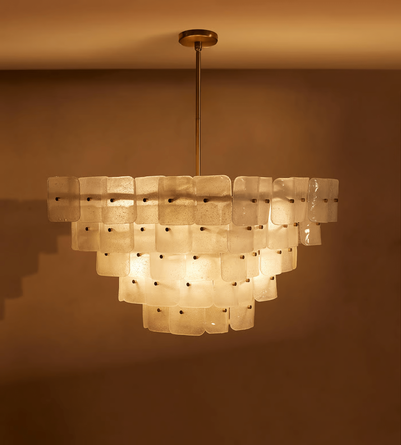 Aurora Chandelier White Frosted Glass Geometric Tiered-Neutral Decor