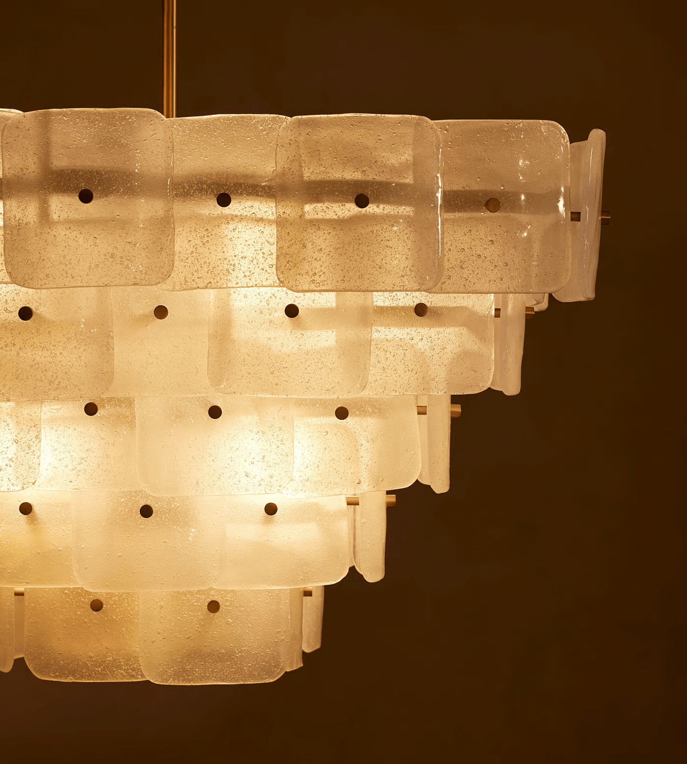 Aurora Chandelier White Frosted Glass Geometric Tiered-Neutral Decor
