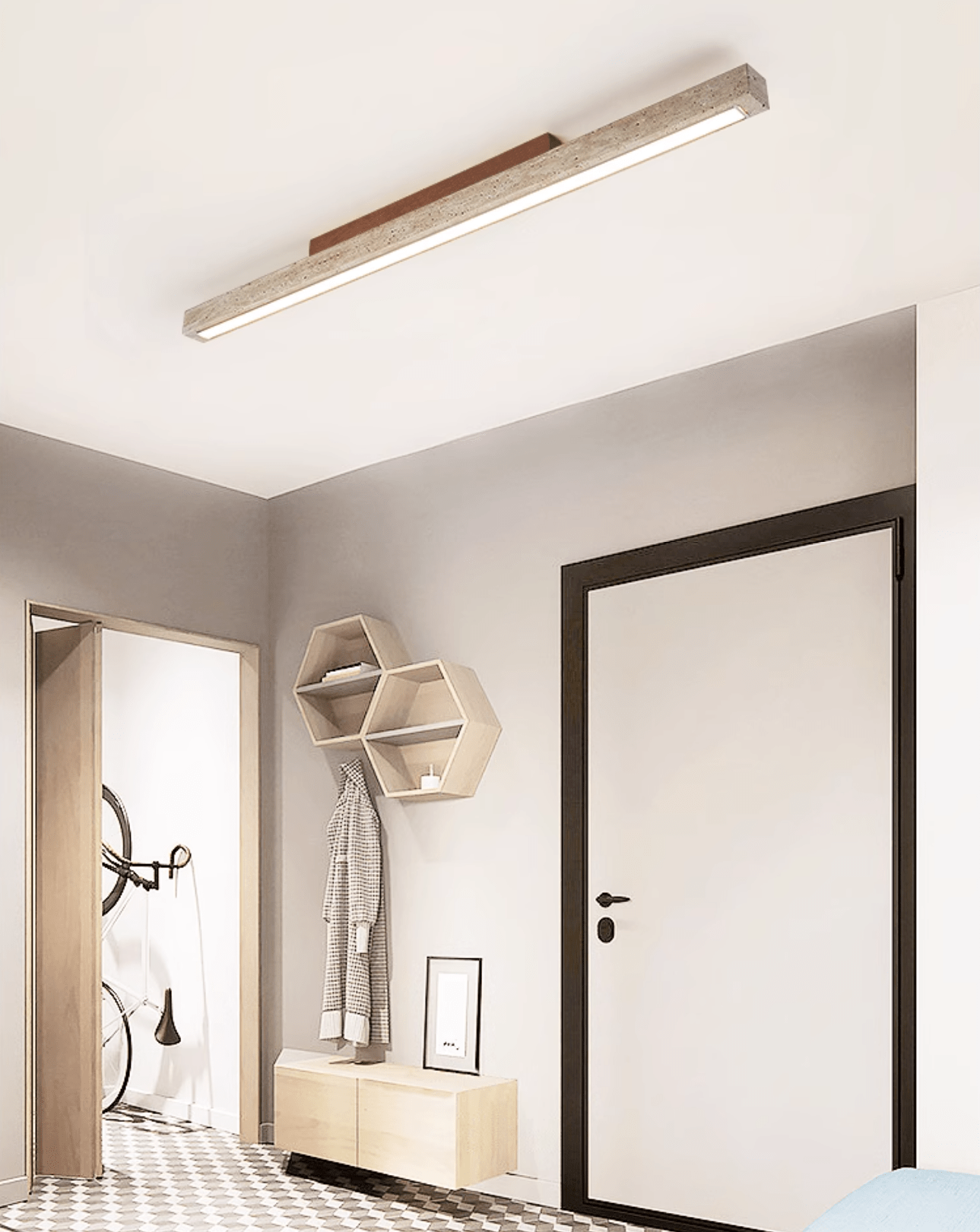 Kevis Minimalist Travertine Linear Ceiling Light-Neutral Decor