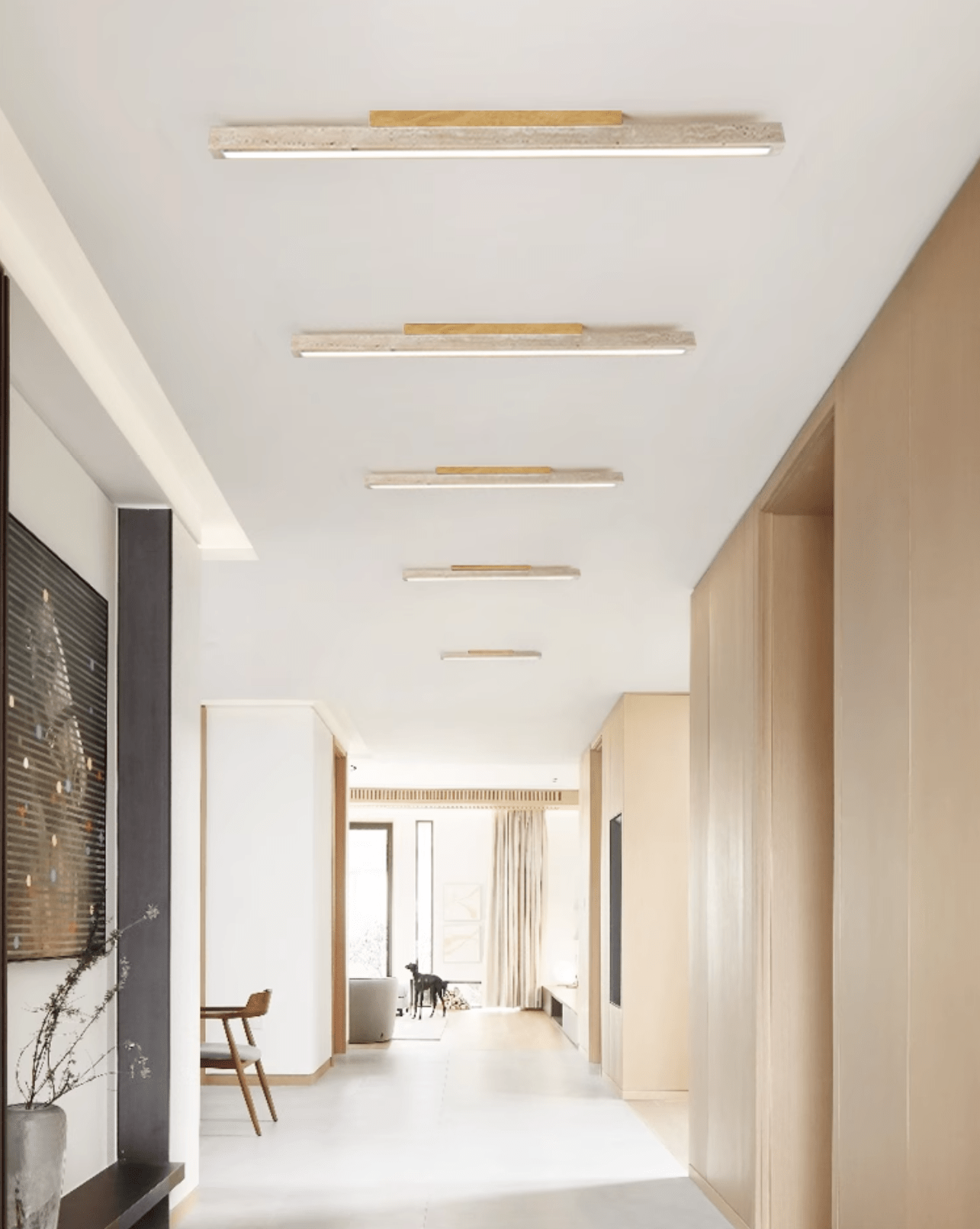 Kevis Minimalist Travertine Linear Ceiling Light-Neutral Decor