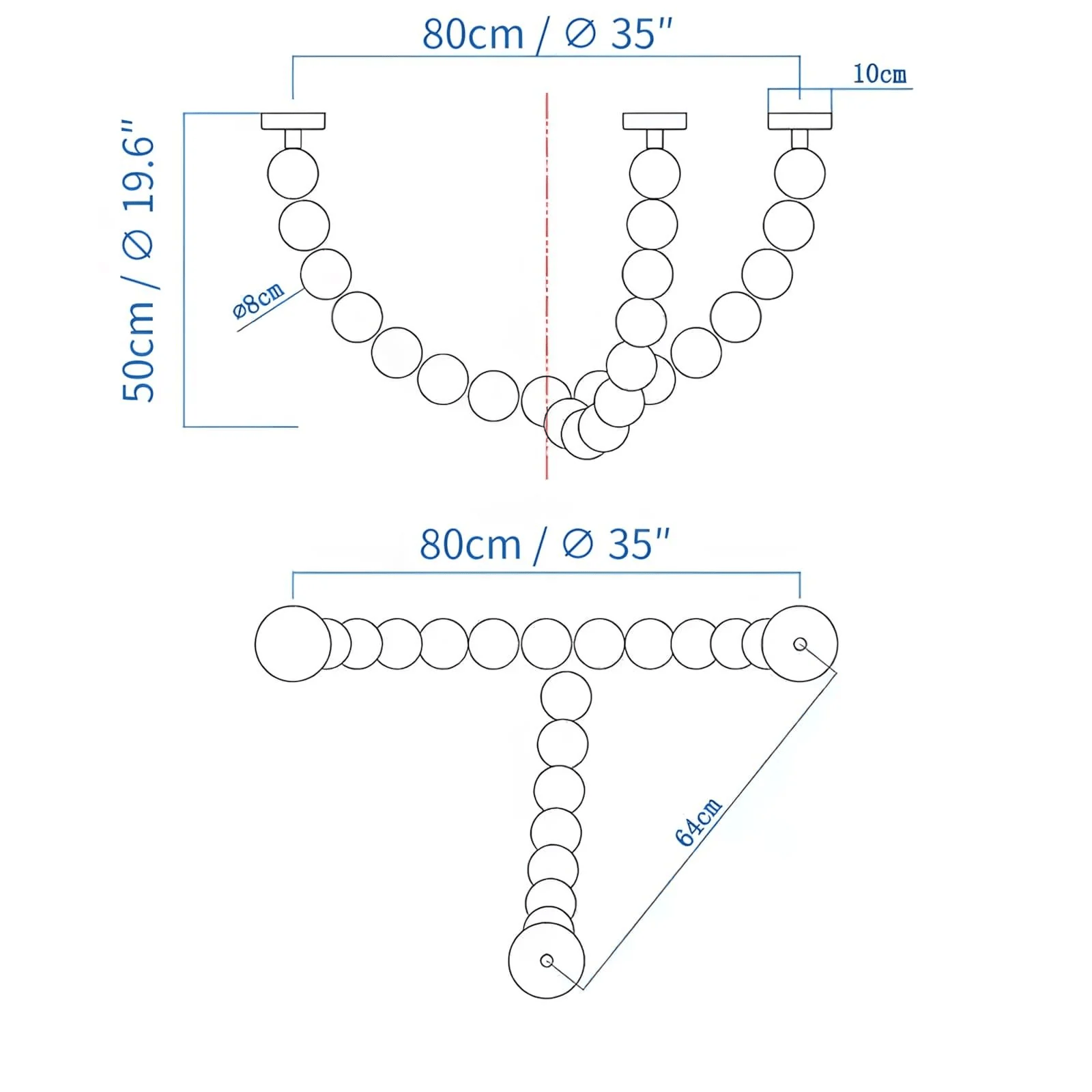 PearlCascade Glass Bead Chandelier-Neutral Decor