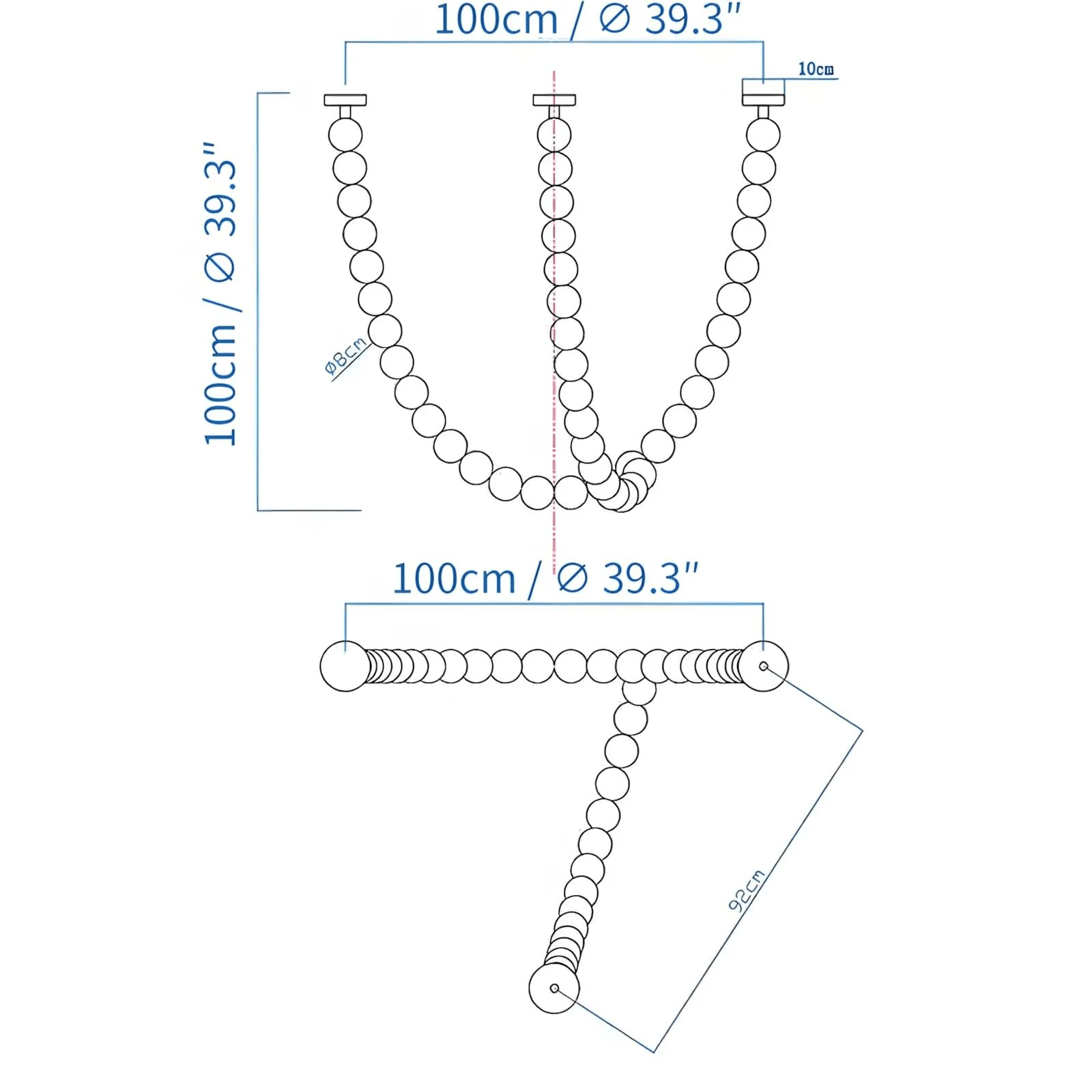 PearlCascade Glass Bead Chandelier-Neutral Decor
