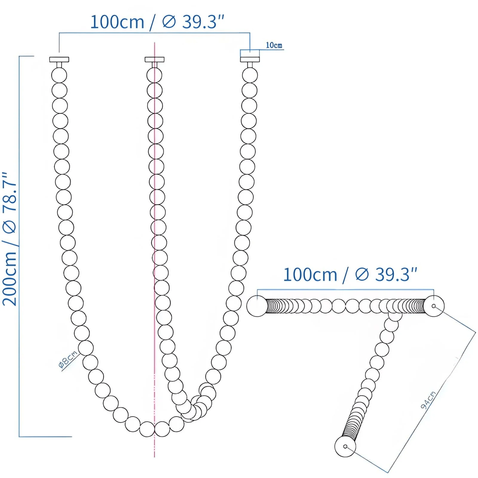 PearlCascade Glass Bead Chandelier-Neutral Decor