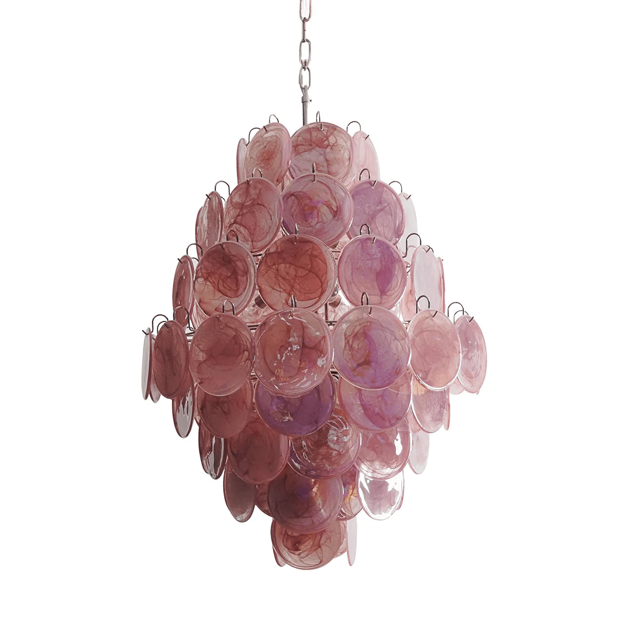 Aurora Chandelier Pink Murano Glass Handblown Discs-Neutral Decor