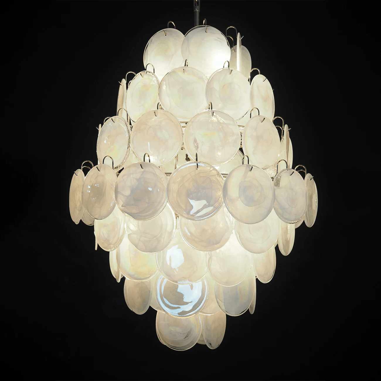 Aurora Chandelier Pink Murano Glass Handblown Discs-Neutral Decor