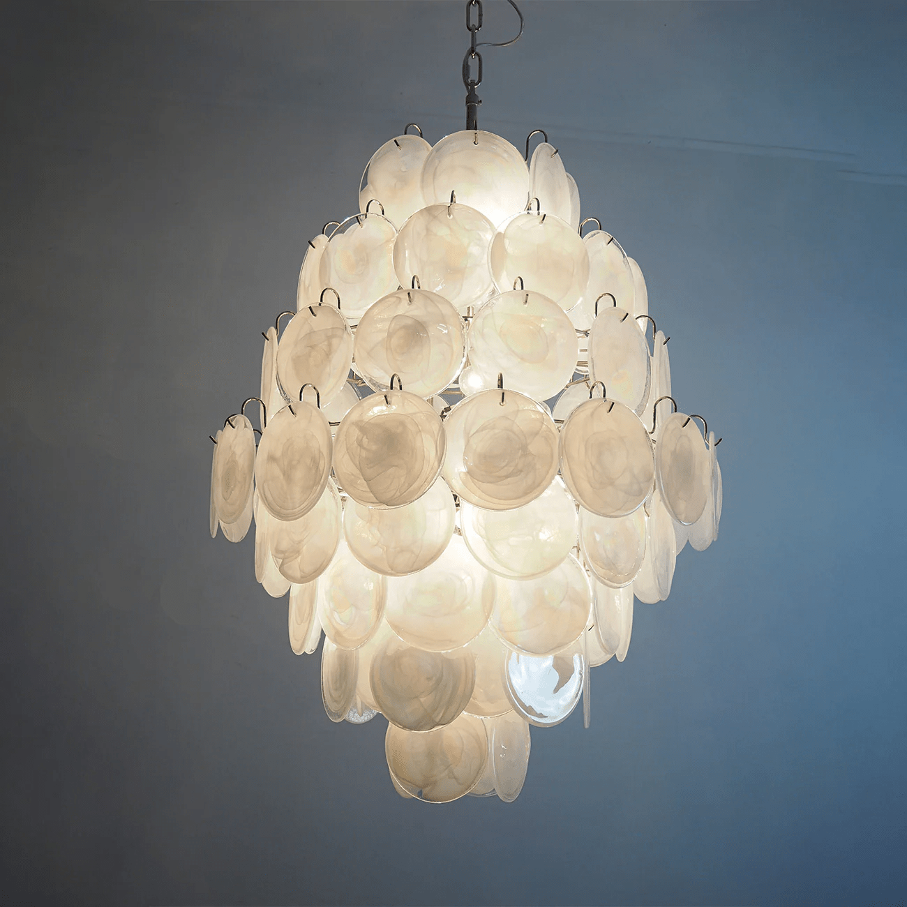 Aurora Chandelier Pink Murano Glass Handblown Discs-Neutral Decor