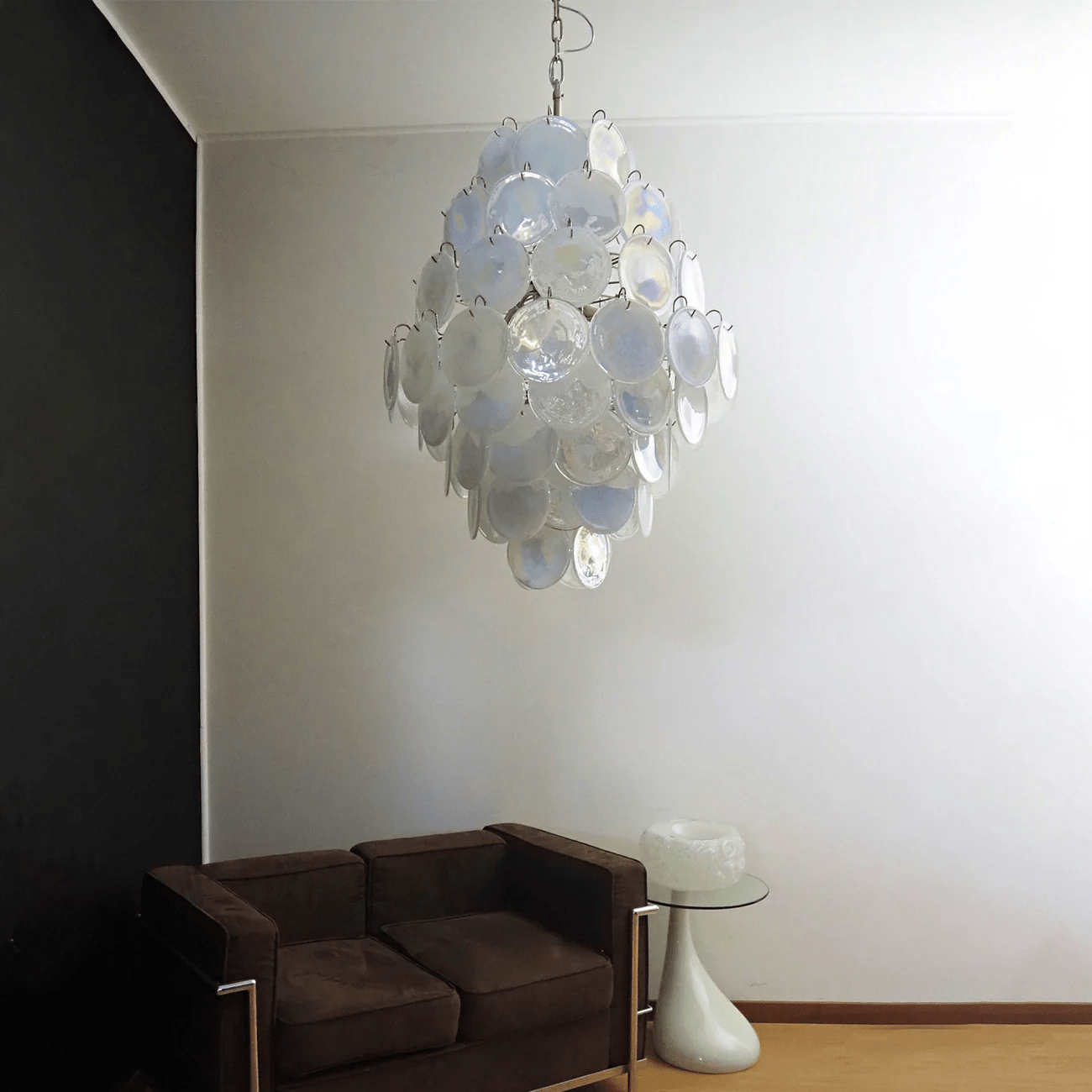 Aurora Chandelier Pink Murano Glass Handblown Discs-Neutral Decor