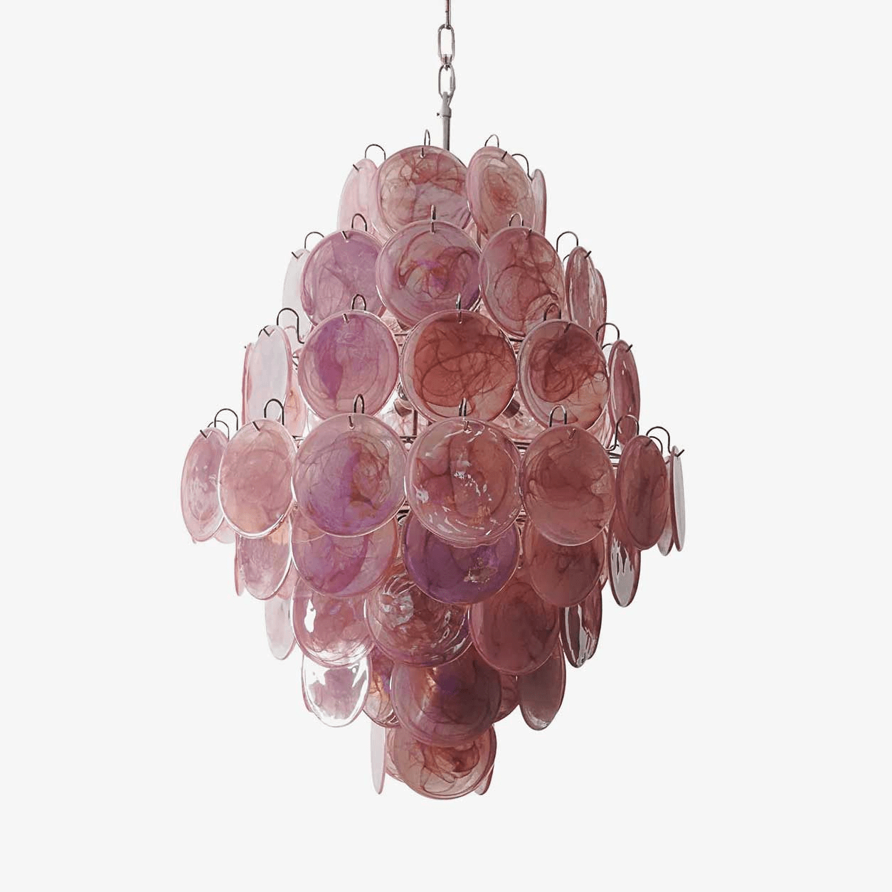 Aurora Chandelier Pink Murano Glass Handblown Discs-Neutral Decor