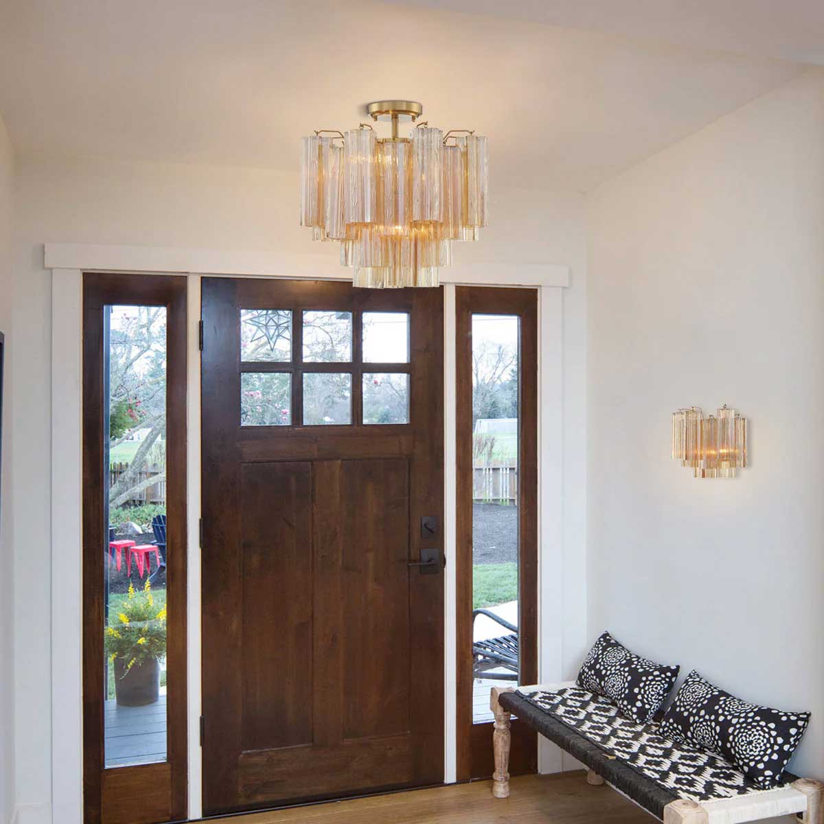 Aurora Ceiling Lamp Clear Murano Glass Tubular Handblown-Neutral Decor