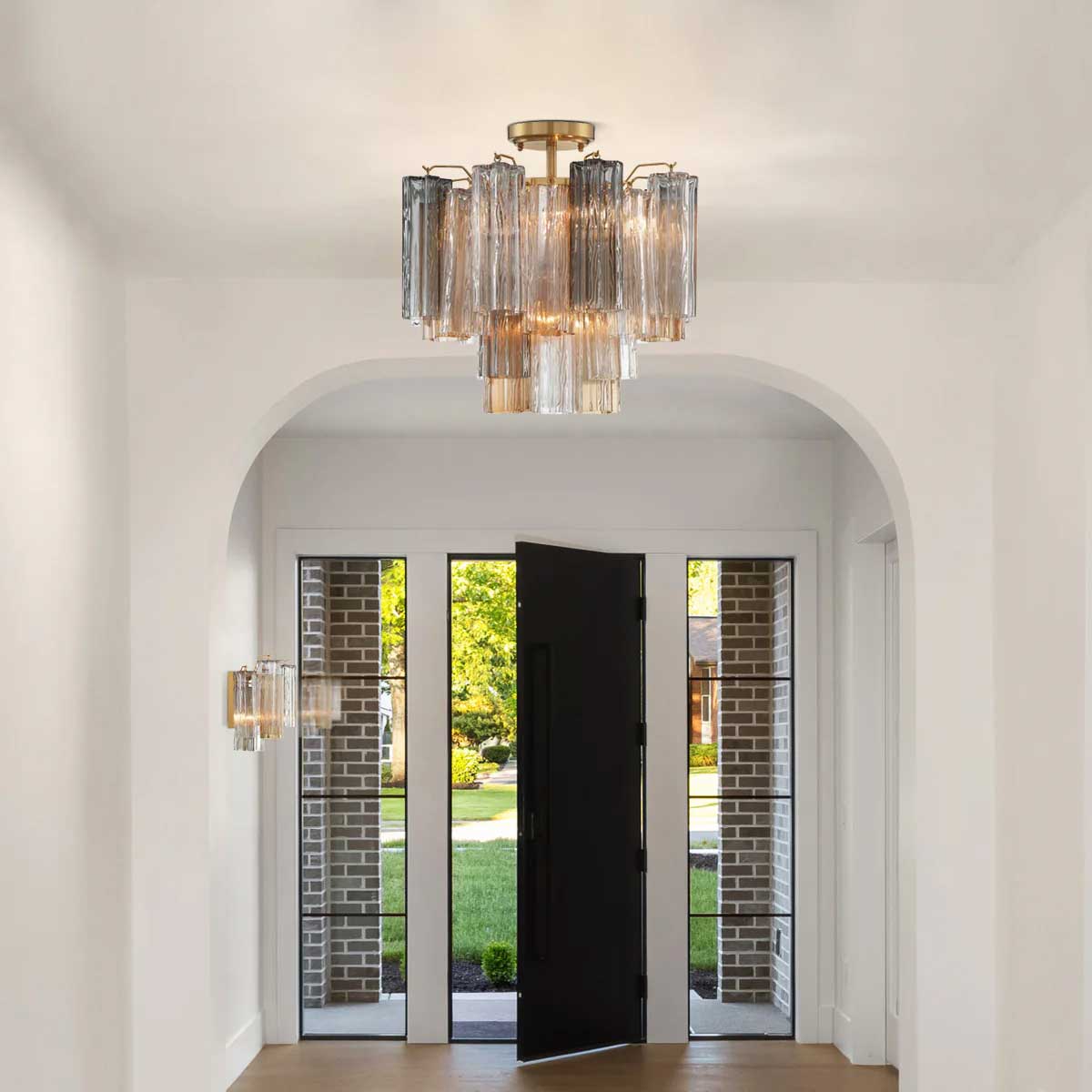 Aurora Ceiling Lamp Clear Murano Glass Tubular Handblown-Neutral Decor