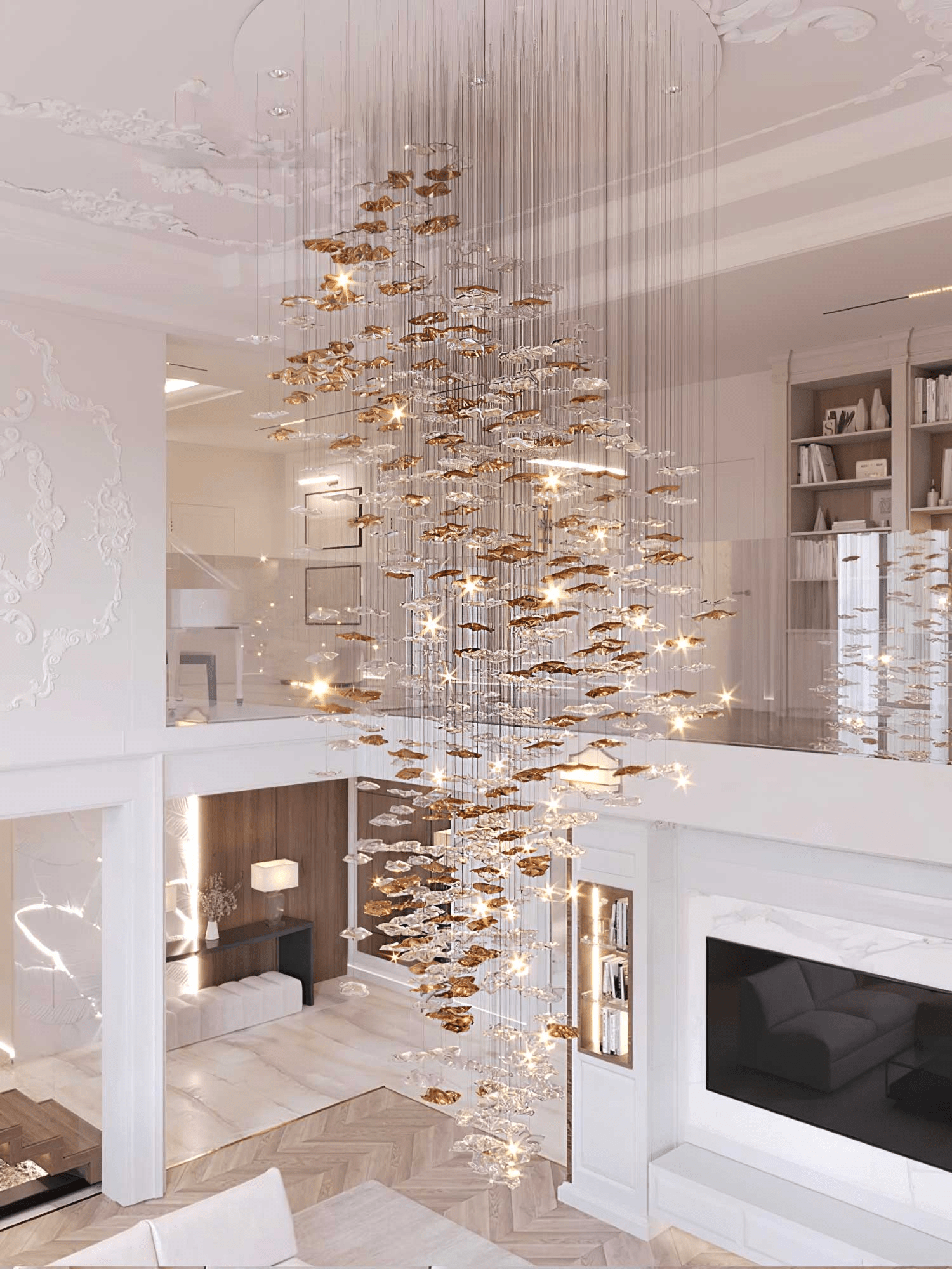 Nephele Crystal Leaf Chandelier-Neutral Decor