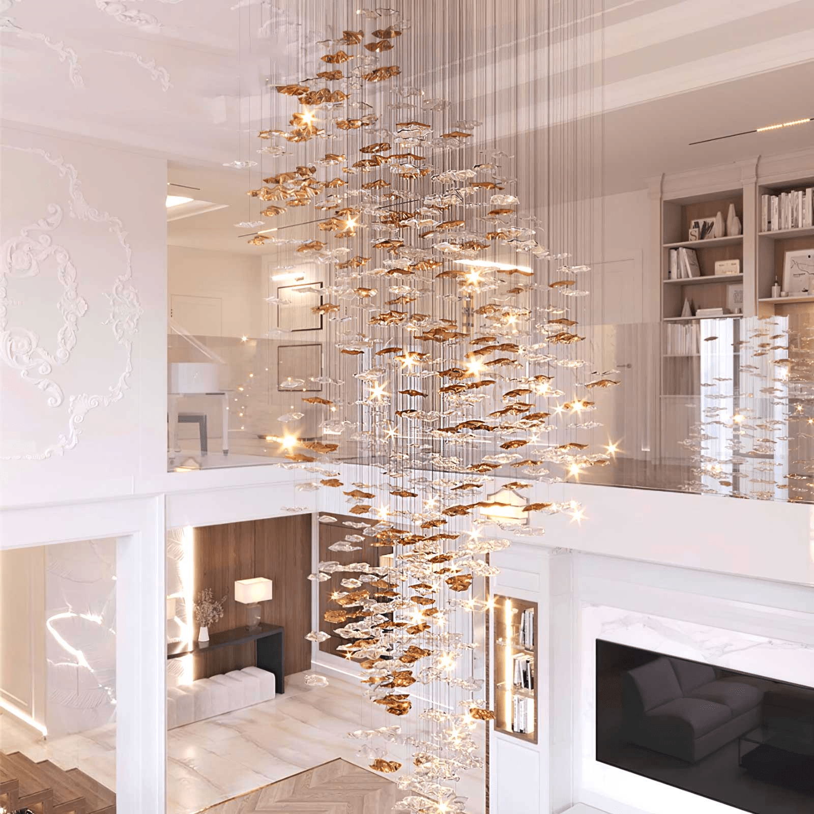 Nephele Crystal Leaf Chandelier-Neutral Decor