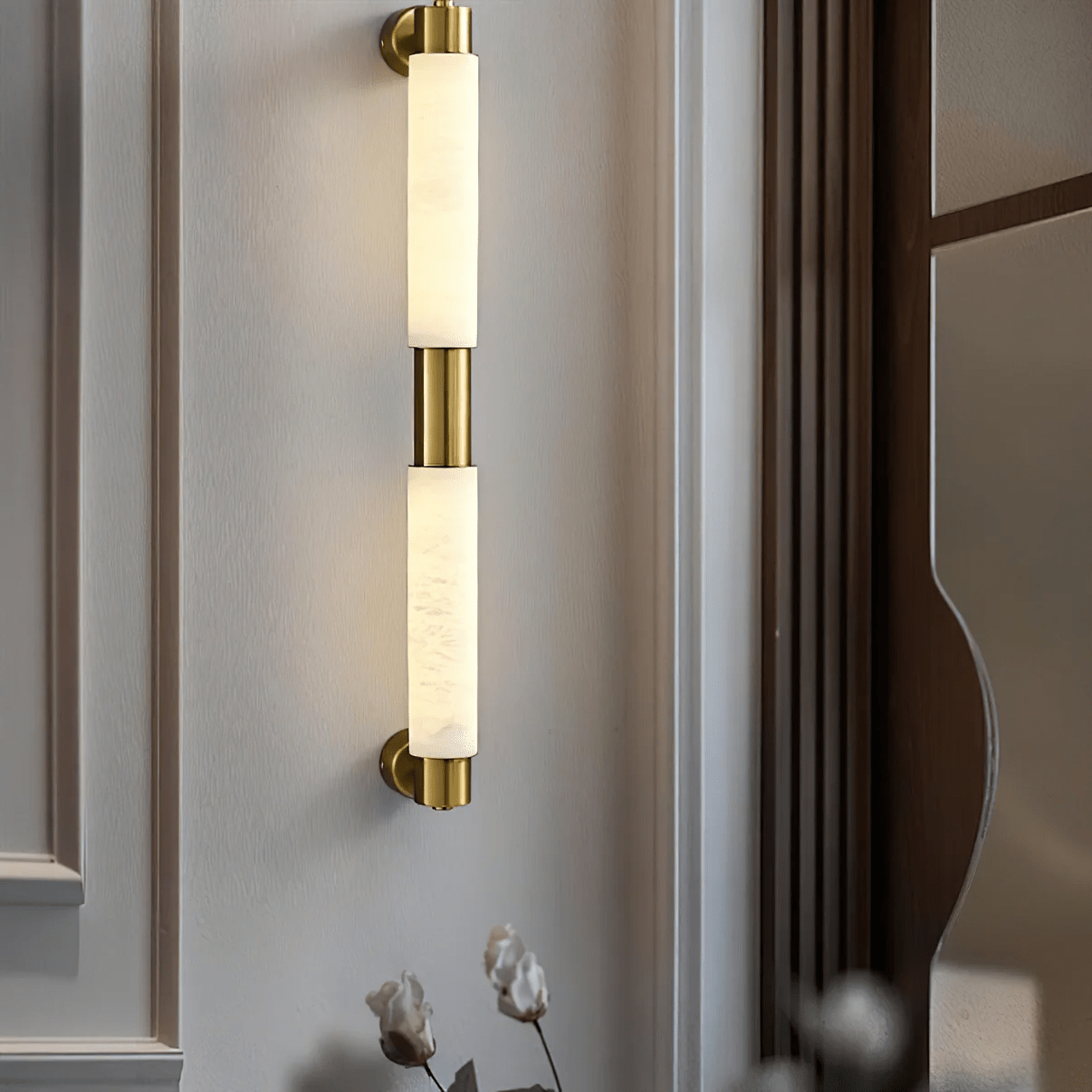 Ospix Alabaster Brass Wall Light-Neutral Decor