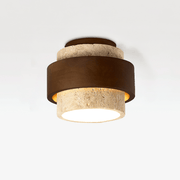 Xevos Layered Ring Travertine Ceiling Light-Neutral Decor
