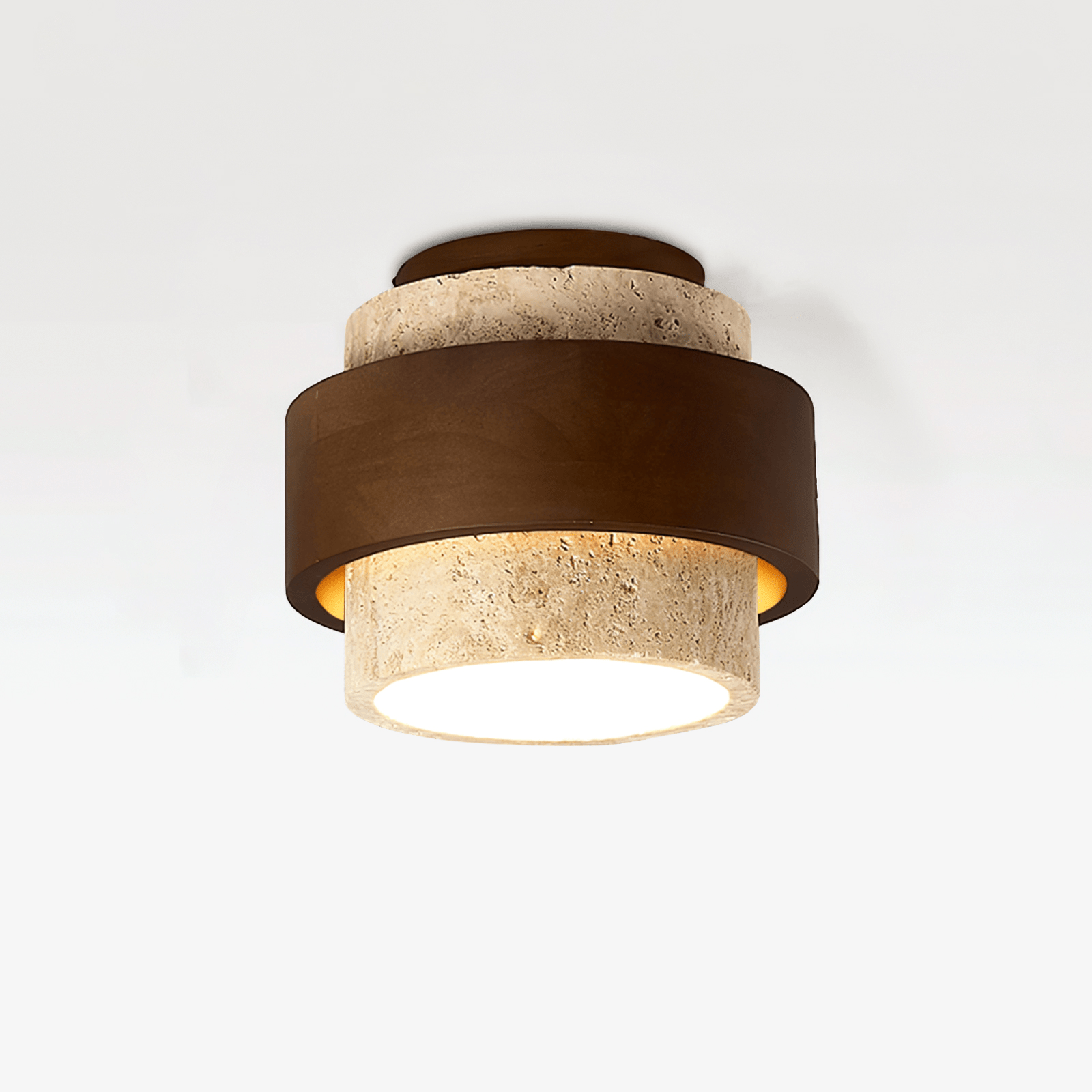 Xevos Layered Ring Travertine Ceiling Light-Neutral Decor