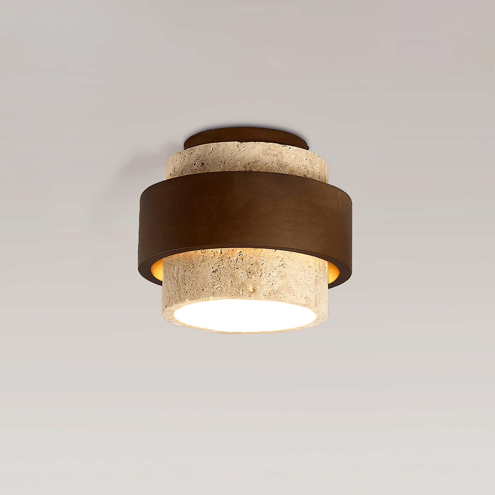 Xevos Layered Ring Travertine Ceiling Light-Neutral Decor