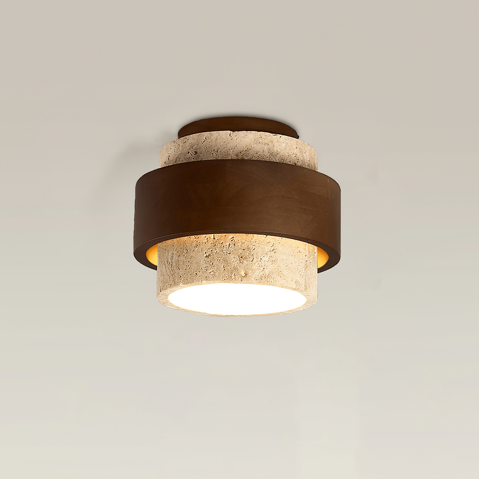 Xevos Layered Ring Travertine Ceiling Light-Neutral Decor