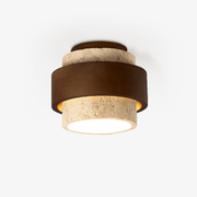 Xevos Layered Ring Travertine Ceiling Light-Neutral Decor
