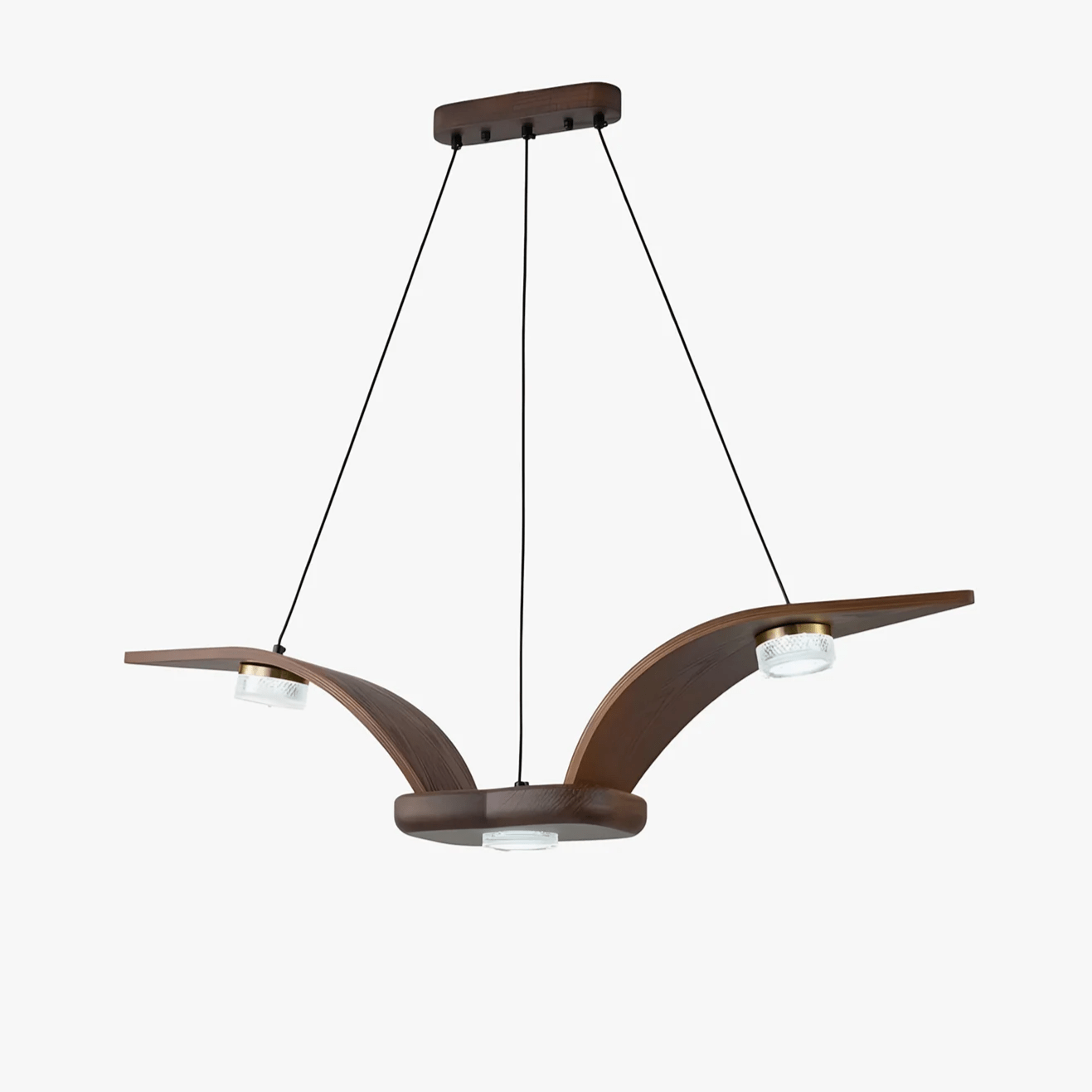 Rhexo Chandelier Walnut Wood Crystal Sculptural-Neutral Decor