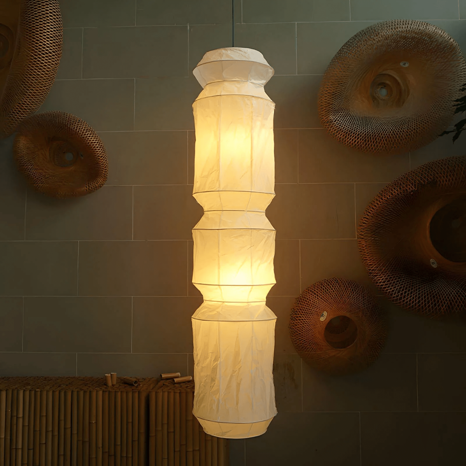 Elsie Vinyage Paper Pendant Light-Neutral Decor