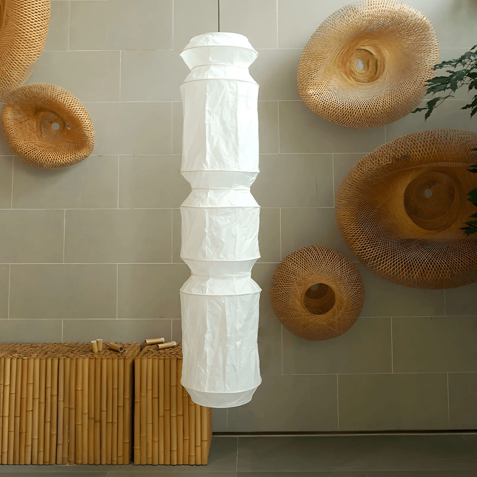 Elsie Vinyage Paper Pendant Light-Neutral Decor