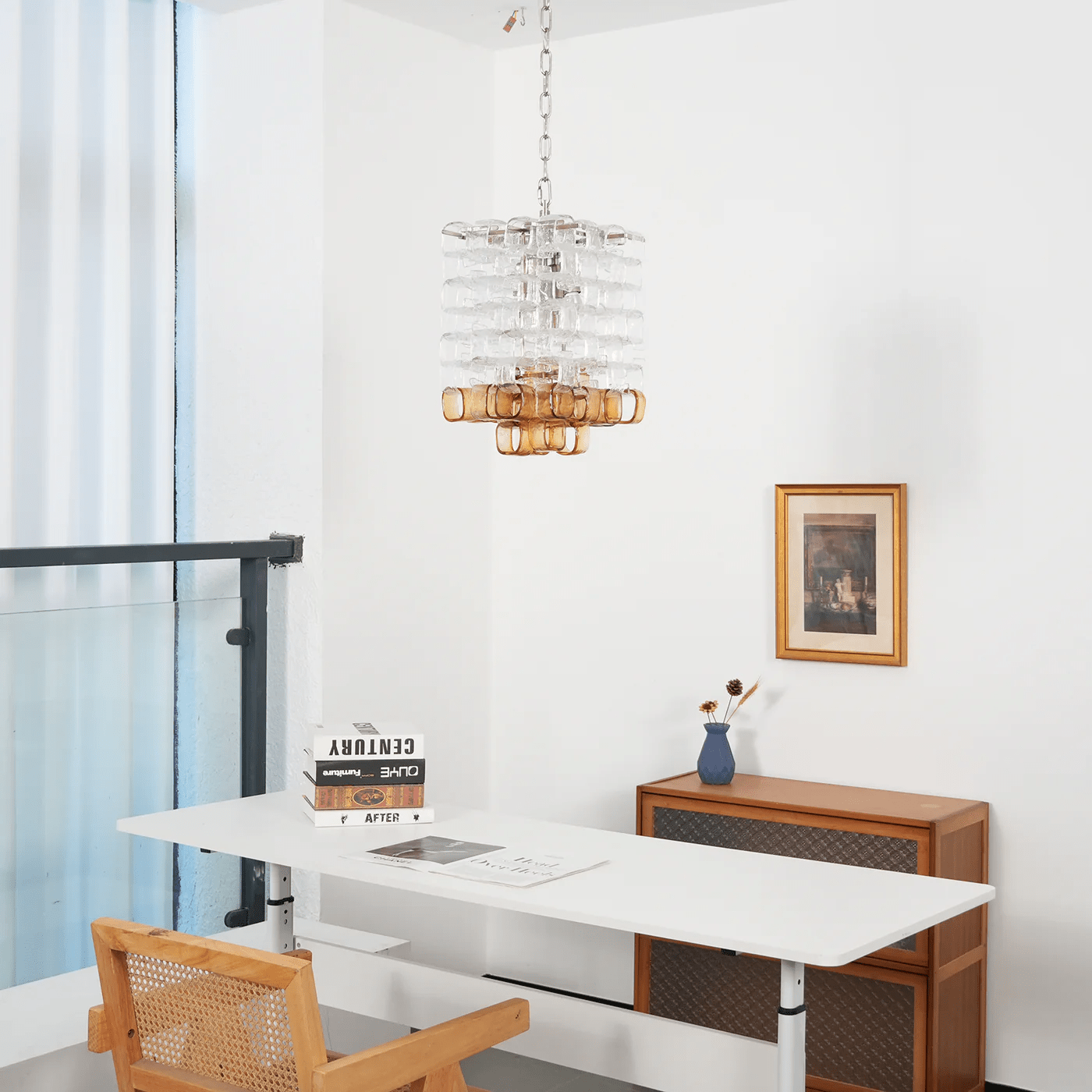 Orielis Chandelier Murano Glass Interlocking Geometric-Neutral Decor