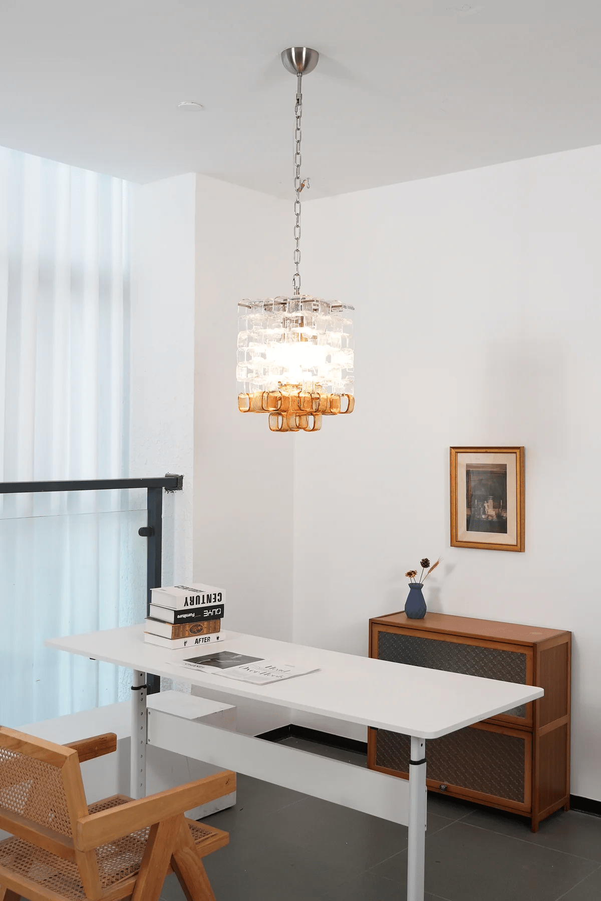 Orielis Chandelier Murano Glass Interlocking Geometric-Neutral Decor