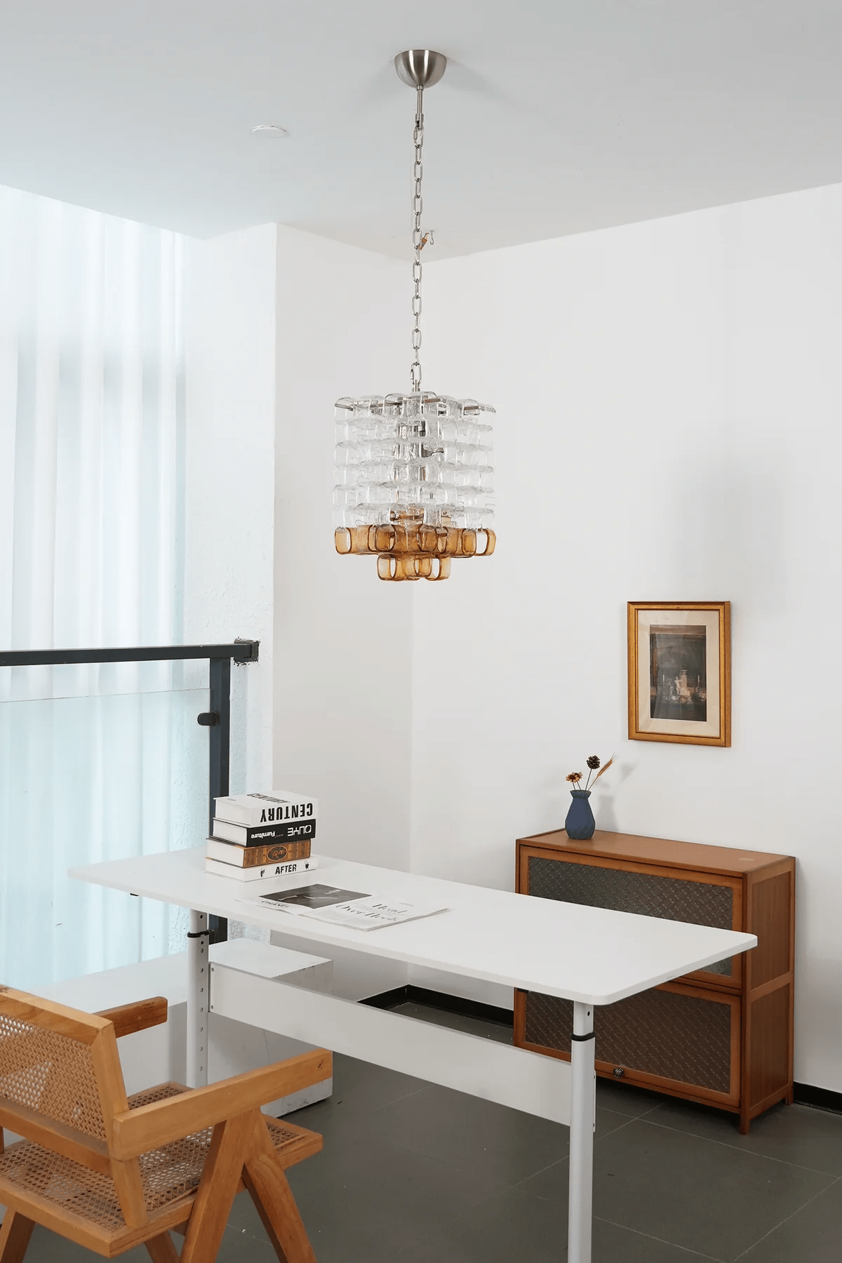 Orielis Chandelier Murano Glass Interlocking Geometric-Neutral Decor