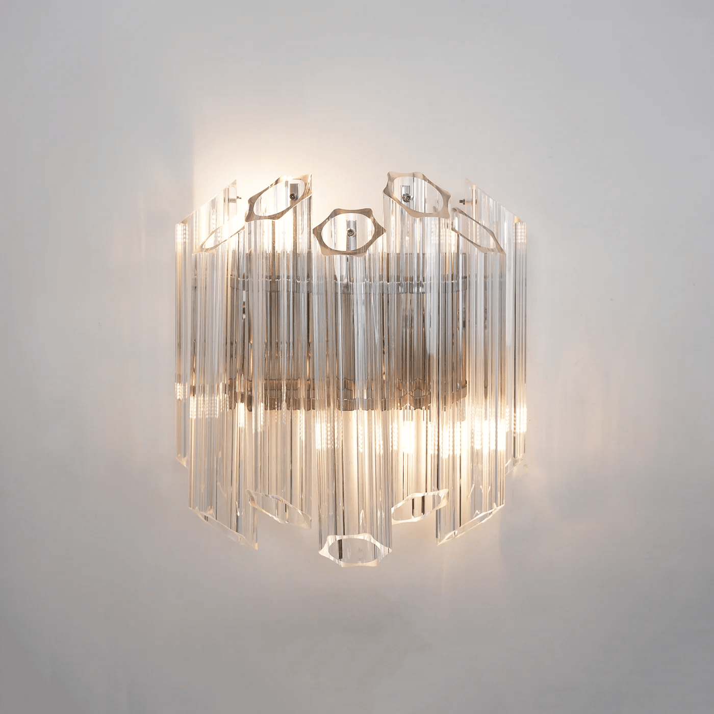 Aurora Wall Lamp Clear Murano Glass Tube Cascade-Neutral Decor
