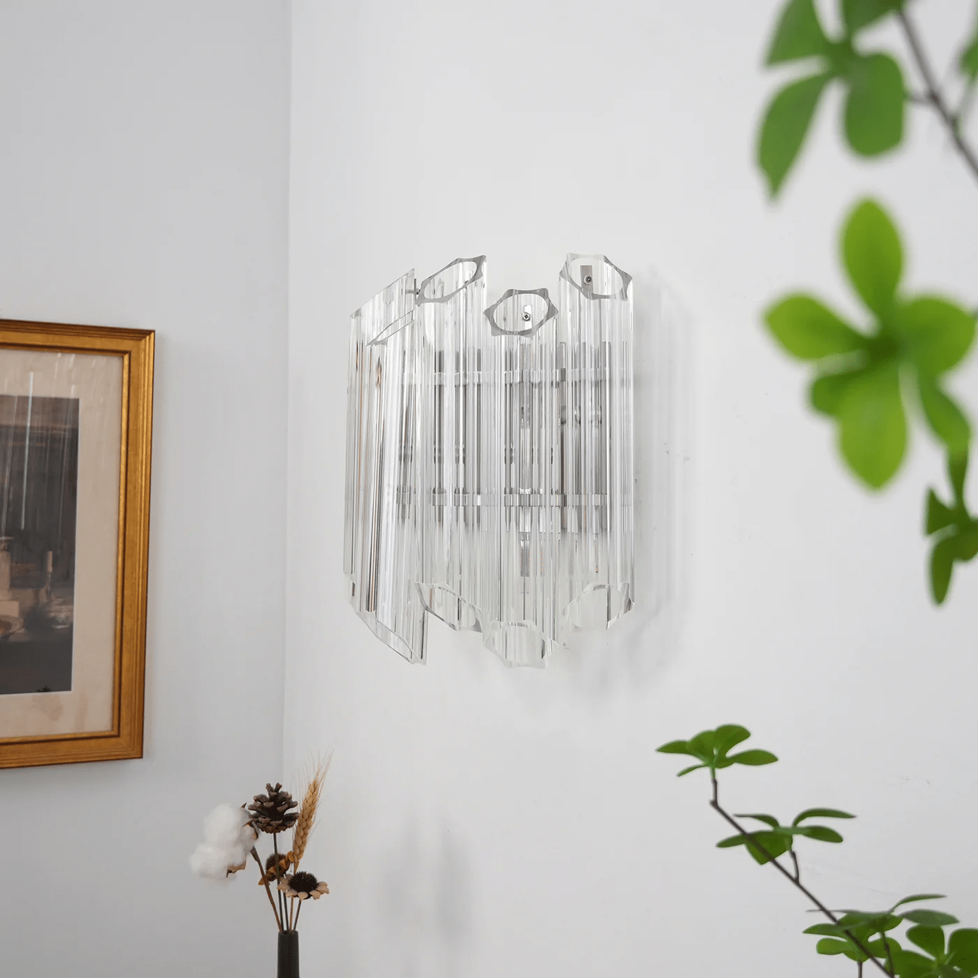 Aurora Wall Lamp Clear Murano Glass Tube Cascade-Neutral Decor