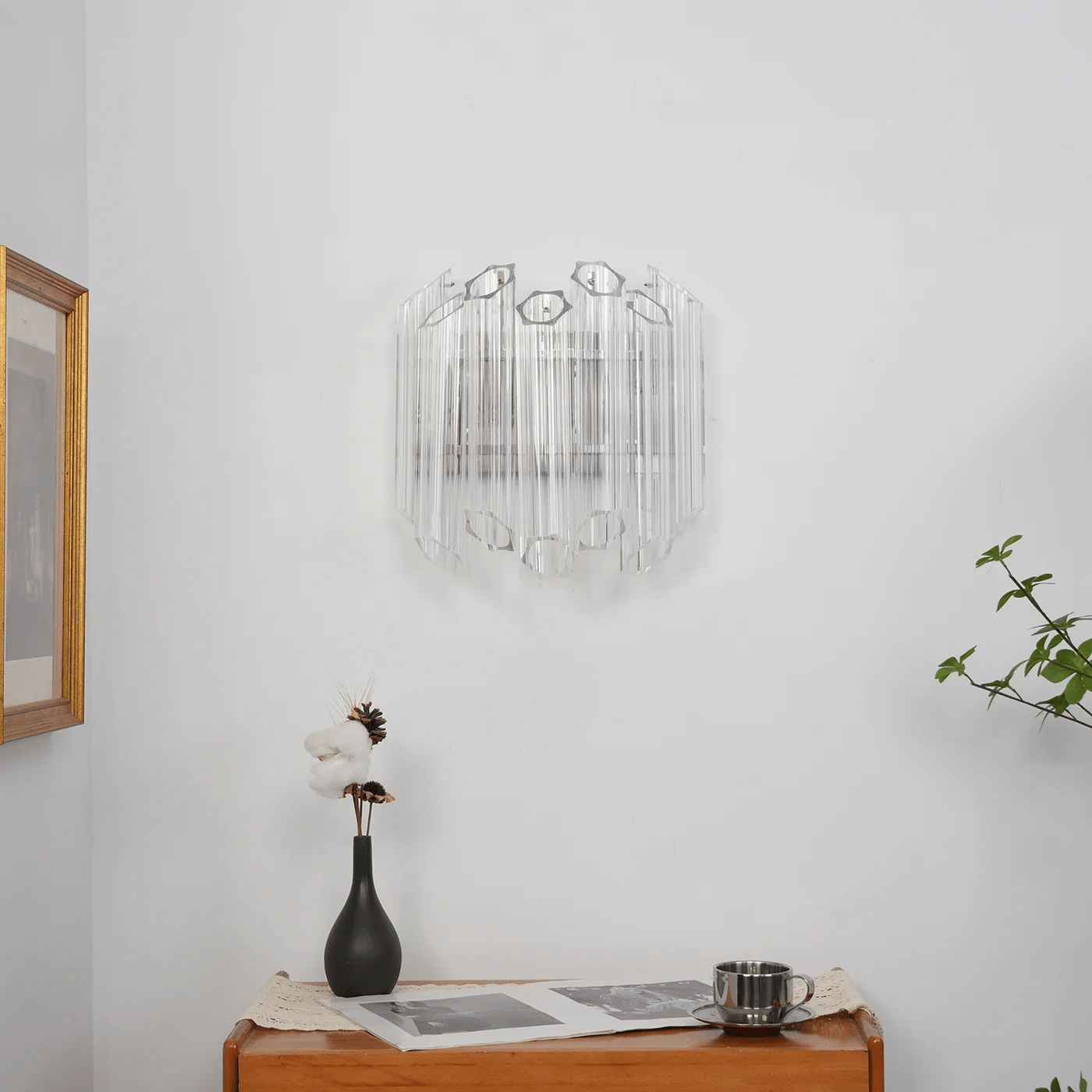 Aurora Wall Lamp Clear Murano Glass Tube Cascade-Neutral Decor