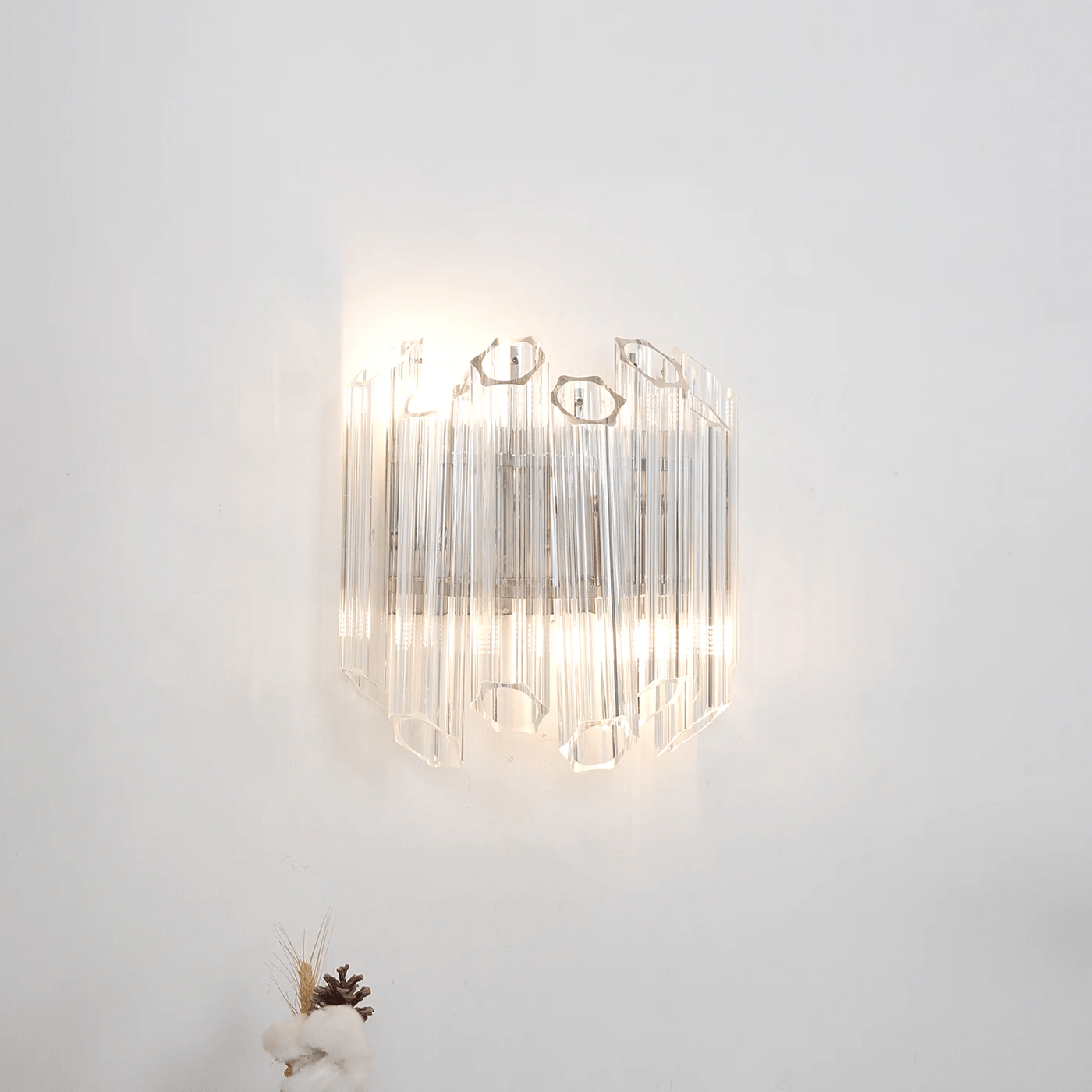 Aurora Wall Lamp Clear Murano Glass Tube Cascade-Neutral Decor