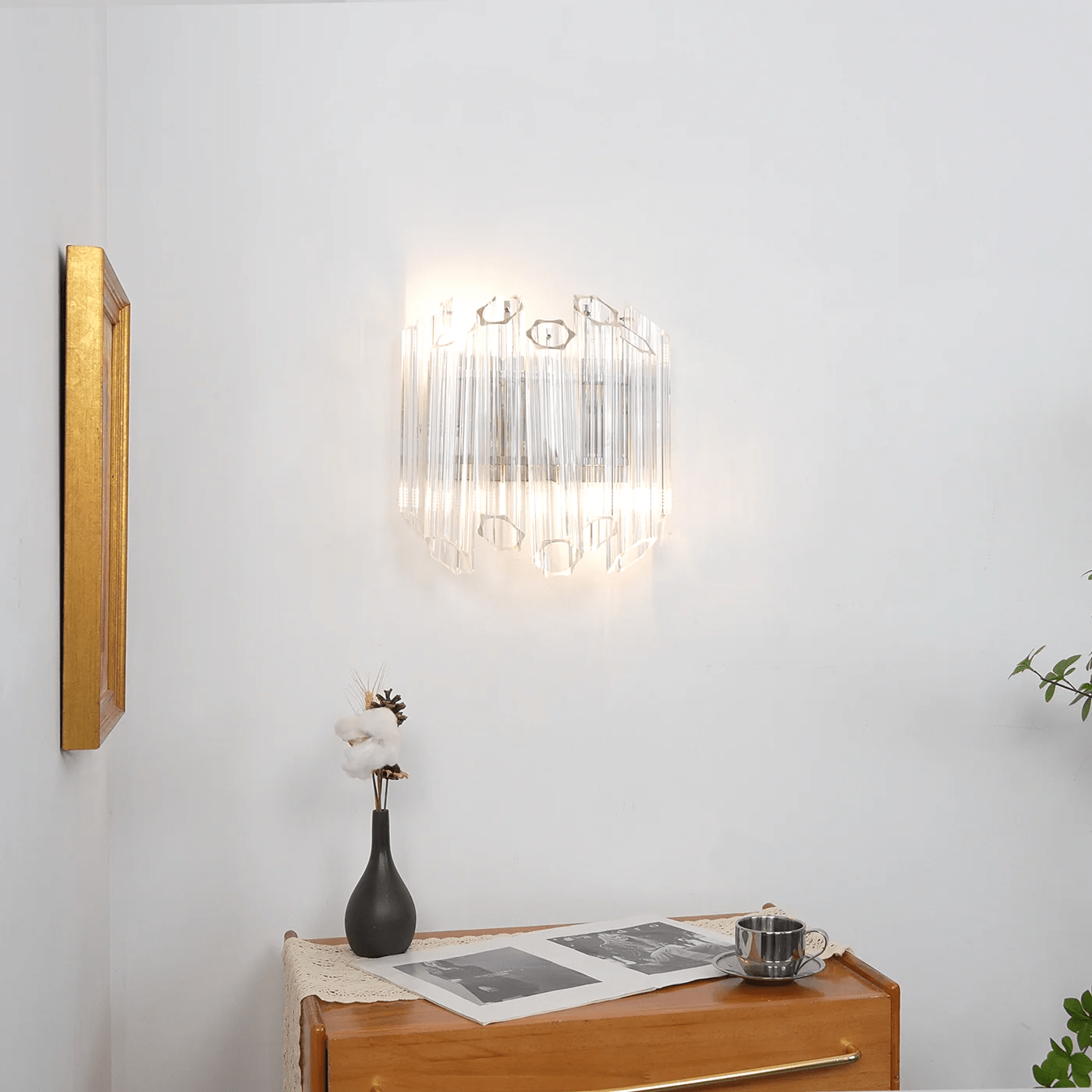 Aurora Wall Lamp Clear Murano Glass Tube Cascade-Neutral Decor
